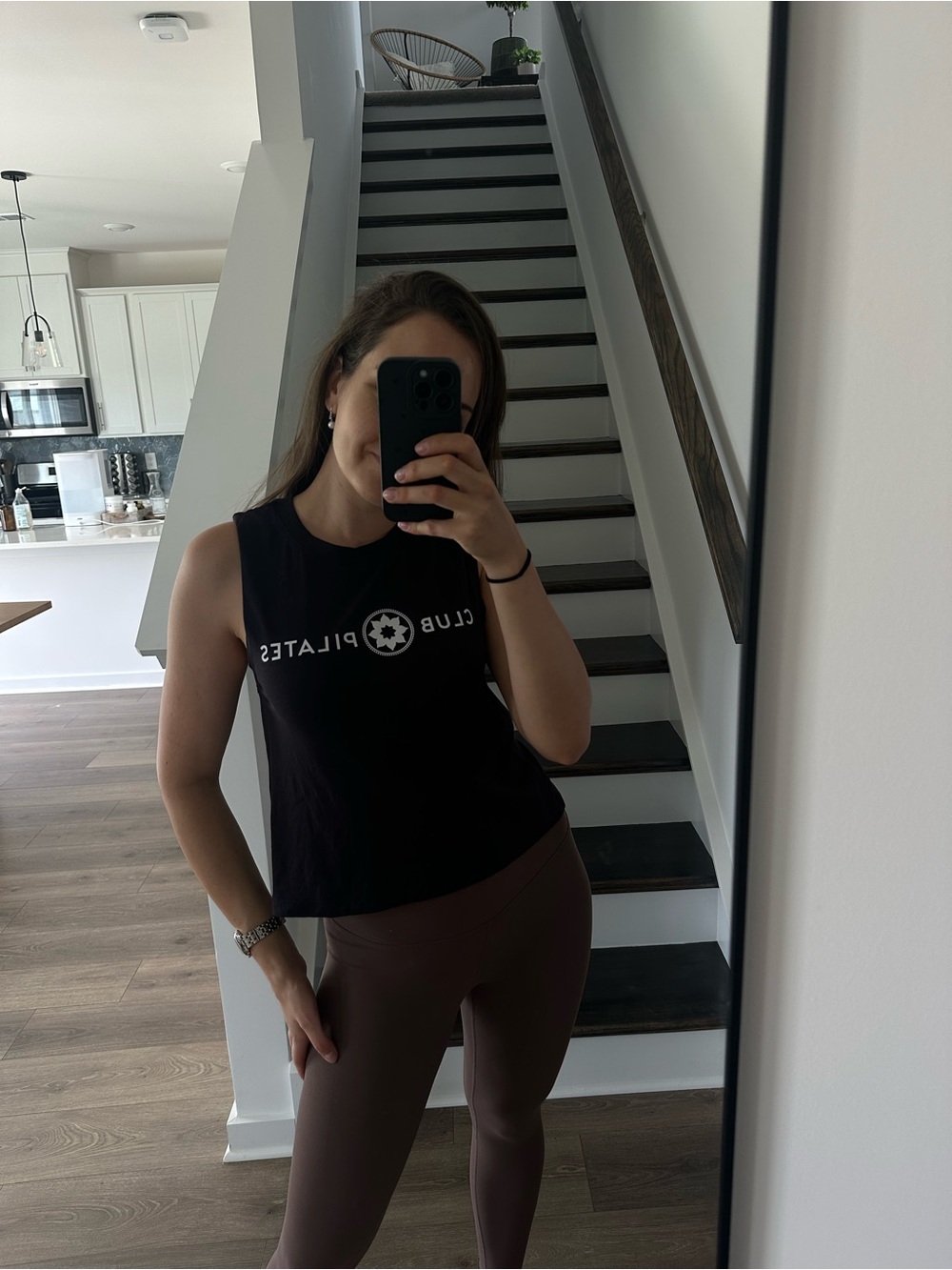 Club Pilates Organic Cotton Blend Black Muscle Tank Top XS